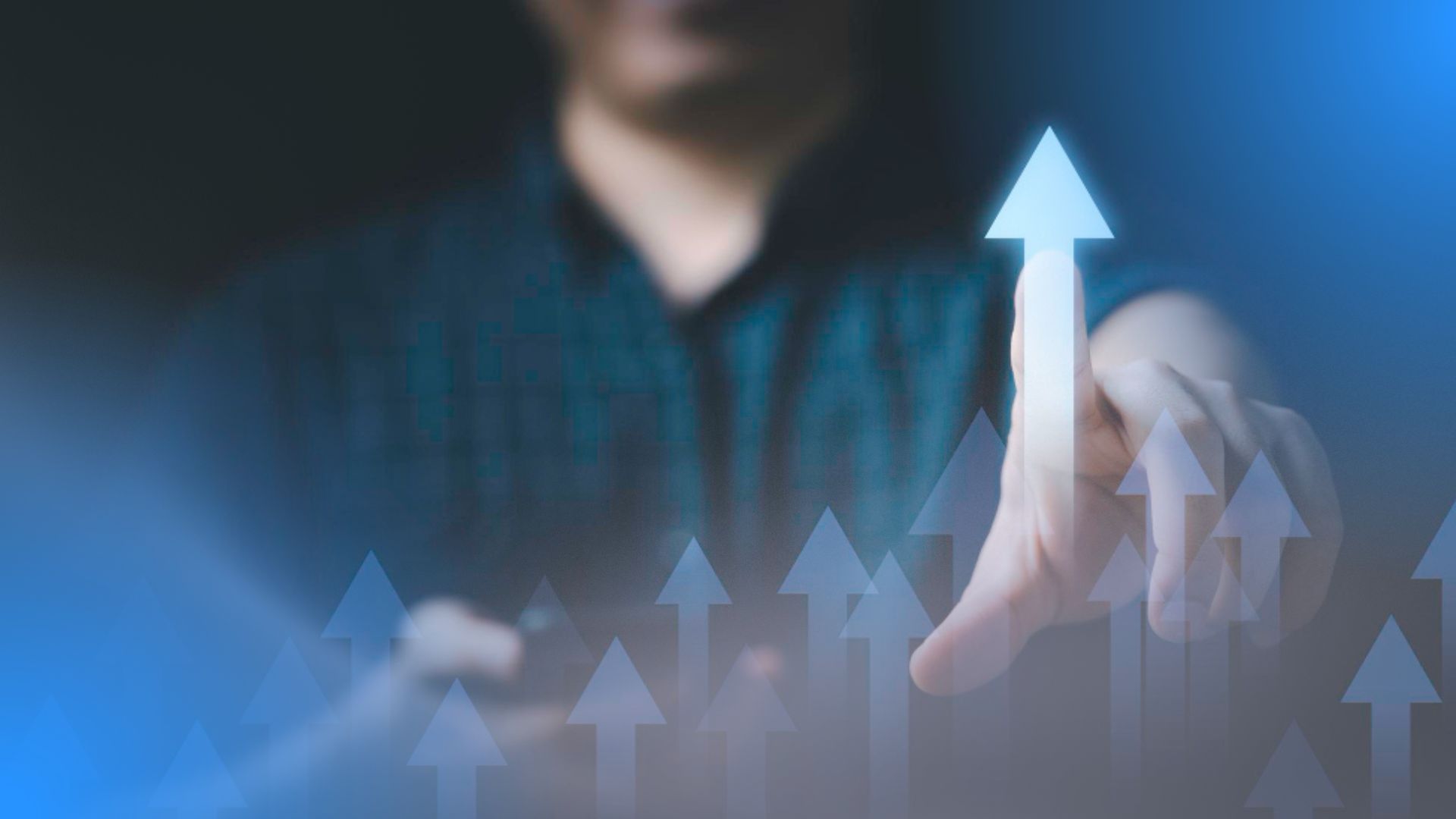 Mão interagindo com gráfico de crescimento digital, simbolizando o uso de precificação inteligente para aumentar resultados e competitividade