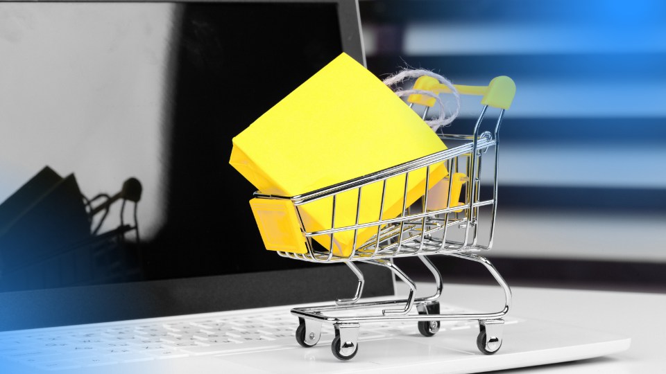 Carrinho de compras representando a&ccedil;&otilde;es promocionais e campanha no Mercado Livre para aumentar convers&otilde;es.